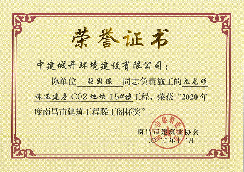 南昌市建筑工程滕王阁杯奖《九龙明珠还建房