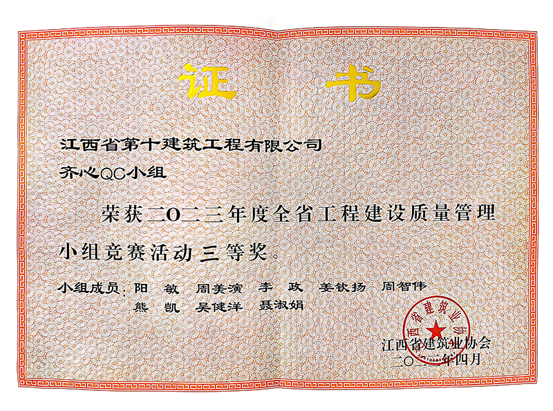 2023年度工程质量建设管理小组竞赛活动